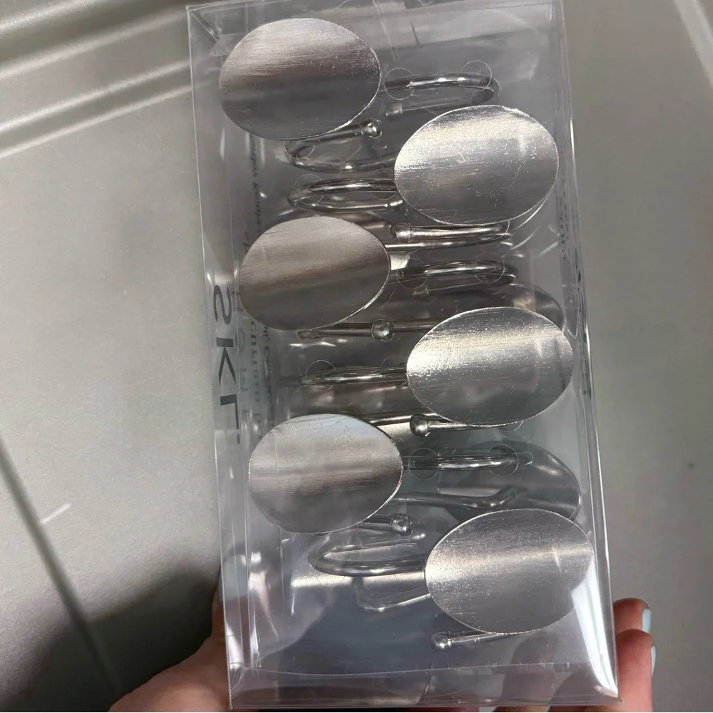 SKL home shower curtain hooks brushed nickel stainless steel metal 12 pack new